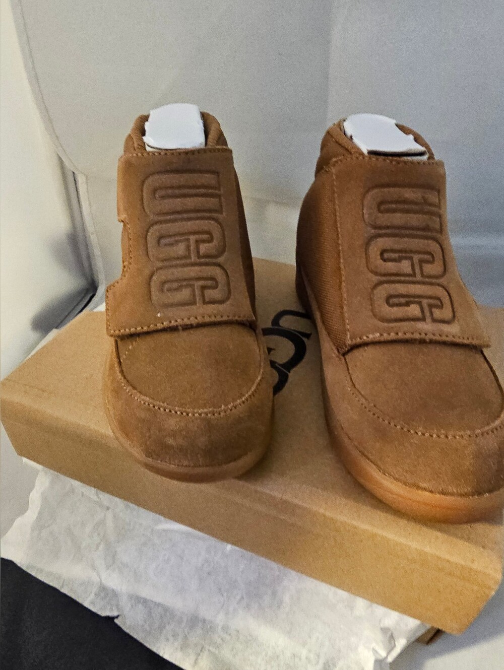 NIB UGG Kids Chestnut Suede Hook-and-Loop Boots Sz 12 Toddler